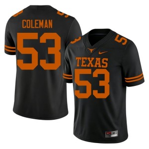 Isaiah Coleman #53 Black Men's Stitched College Football The Horns Jersey 247681-783