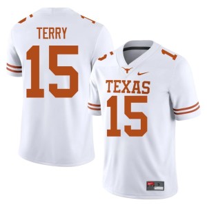 Justus Terry University of Texas Replica College Football #15 Mens White Jersey 868106-472