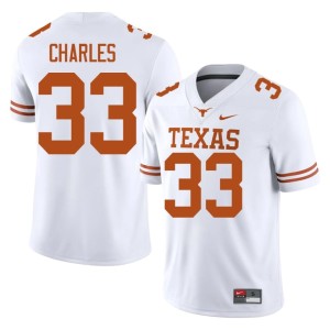 Myron Charles #33 Official College Football Mens White University of Texas Longhorns Jersey 366083-864