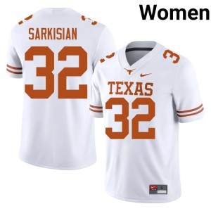 Brady Sarkisian University of Texas Womens White College Football NCAA #32 Jersey 896239-125
