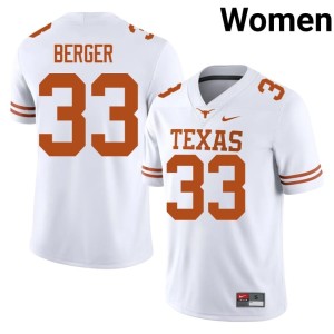 Carson Berger Women Texas Longhorns #33 College Football White Alumni Jersey 742906-262