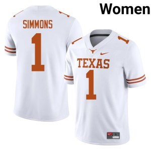 Colin Simmons College Football White Embroidery Women Texas #1 Jersey 679270-714