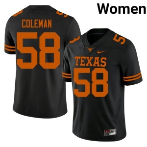 Devin Coleman Alumni College Football Black #58 Texas Womens Jersey 926542-506