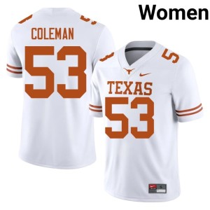 Isaiah Coleman College Football Women Player Burnt Orange #53 White Jerseys 378161-289