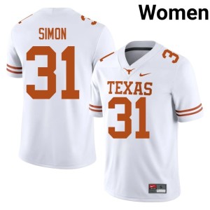 James Simon Women's #31 The Horns White High School College Football Jerseys 928841-543