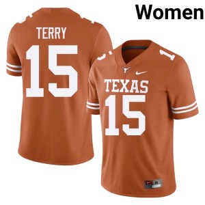 Justus Terry Womens #15 Burnt Orange College Football Orange Player Jersey 983619-708