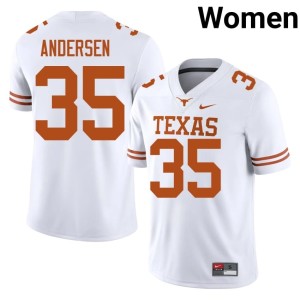 Rett Andersen Burnt Orange #35 Women's College Football White Official Jerseys 288094-908