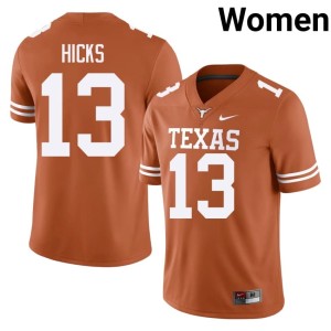 Zelus Hicks #13 UT Longhorns College Football 2026-27 Womens Orange Jersey 337813-305
