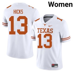 Zelus Hicks #13 White Horns College Football Official Women's Jersey 779613-639