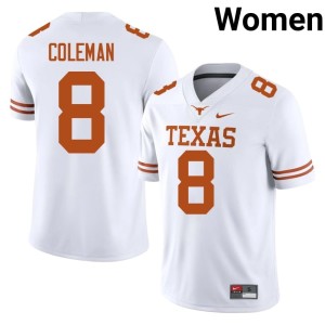 Cam Coleman #8 Women Game The Horns White College Football Jersey 174521-537