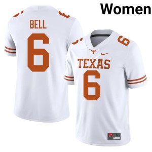 Dia Bell Embroidery #6 College Football White Longhorns Women's Jerseys 878562-808