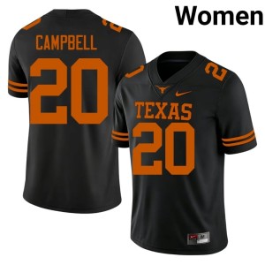 Earl Campbell Women #20 College Football Alumni Black University of Texas Jersey 385447-659