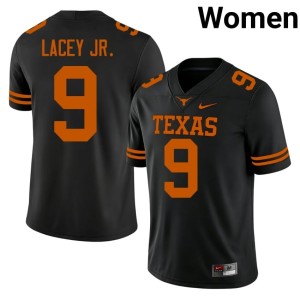 Karle Lacey Jr. University of Texas Women's #9 Black College Football Official Jersey 628950-191
