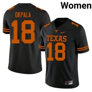 Kosi Okpala Womens #18 Black The Horns Stitched College Football Jerseys 577391-807