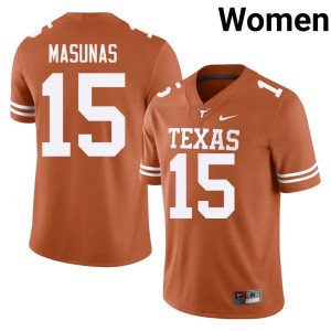 Michael Masunas #15 College Football Texas Longhorns Women's Orange Official Jerseys 783190-778
