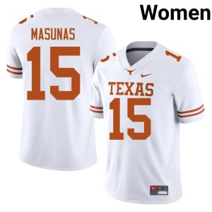 Michael Masunas College Football Women's Texas Alumni White #15 Jerseys 490220-815