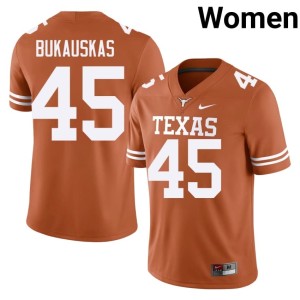 Mikey Bukauskas Women's #45 College Football Longhorns Embroidery Orange Jersey 570387-466
