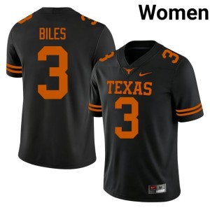 Rasheem Biles UT Austin #3 Player College Football Black Women's Jersey 949707-769