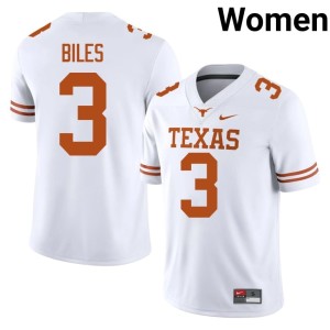 Rasheem Biles College Football Women's #3 White UT Austin Stitched Jerseys 618617-962