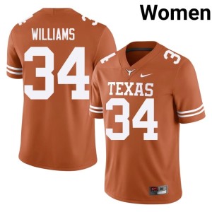 Ricky Williams Replica #34 Orange Women Texas College Football Jersey 390192-911
