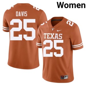Toray Davis High School College Football UT Longhorns Women #25 Orange Jersey 894525-472