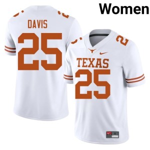 Toray Davis Women's College Football White Limited #25 Burnt Orange Jersey 776194-156