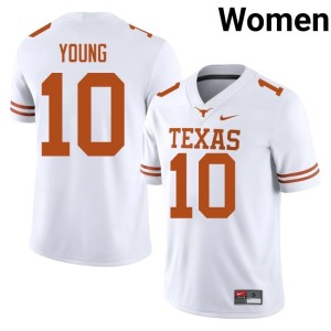 Vince Young Burnt Orange College Football #10 Women's White Stitched Jerseys 825350-746