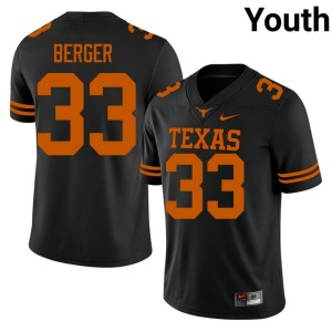 Carson Berger Youth #33 College Football Official Texas Black Jerseys 805284-971