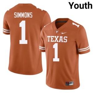 Colin Simmons Orange NCAA College Football #1 Texas Longhorns Youth Jerseys 804001-738