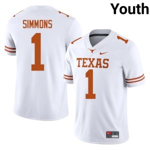 Colin Simmons White Youth #1 Longhorns 2026-27 College Football Jerseys 879489-163