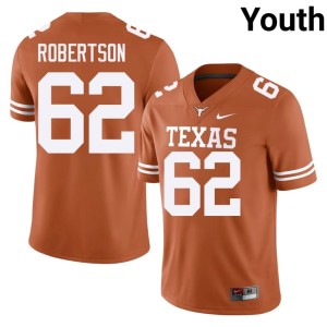 Connor Robertson Texas Orange Embroidery College Football #62 Youth Jerseys 363109-844