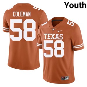 Devin Coleman College Football Youth High School #58 Burnt Orange Orange Jerseys 329070-941