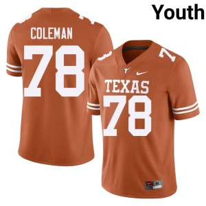 Jordan Coleman College Football #78 Youth Longhorns 2026-27 Orange Jerseys 176218-871