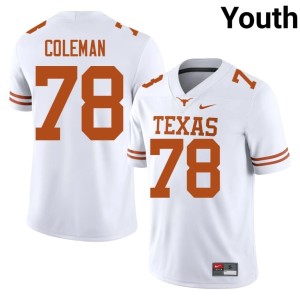 Jordan Coleman 2026-27 #78 Youth White Horns College Football Jersey 449877-627