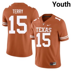 Justus Terry Texas Longhorns Orange Youth #15 Alumni College Football Jersey 275344-215
