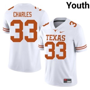 Myron Charles Longhorns #33 College Football Youth Embroidery White Jersey 505404-191