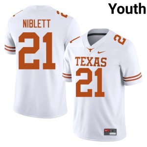 Ryan Niblett College Football White The Horns #21 Stitched Youth Jerseys 539801-161