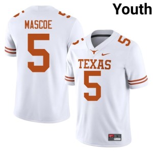 Bo Mascoe College Football #5 University of Texas Longhorns Youth Limited White Jersey 378833-150