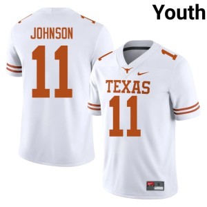 Derrick Johnson Youth #11 Stitched White College Football UT Austin Jerseys 176138-557