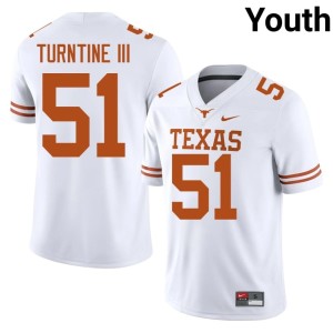 John Turntine III Horns White #51 Embroidery College Football Youth Jersey 889651-618