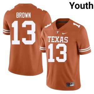 Kohen Brown #13 Orange Horns Youth College Football Limited Jerseys 239648-375