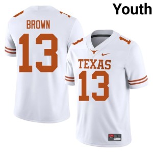 Kohen Brown White #13 Youth University of Texas Longhorns College Football 2026 Jerseys 735320-150