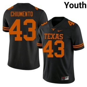 Mac Chiumento University of Texas Longhorns #43 College Football Youth Replica Black Jersey 971329-504
