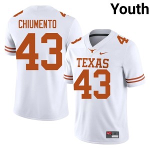 Mac Chiumento College Football Texas Longhorns White #43 Game Youth Jerseys 319671-982