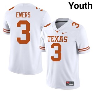 Quinn Ewers College Football White Youth Embroidery #3 The Horns Jersey 181185-915