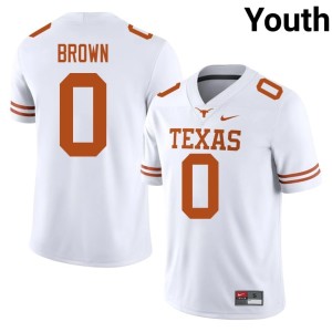 Raleek Brown White College Football Texas #0 Youth Official Jersey 481988-151