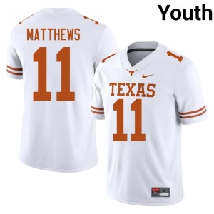 Samari Matthews University Youth College Football #11 White University of Texas Jerseys 977996-840