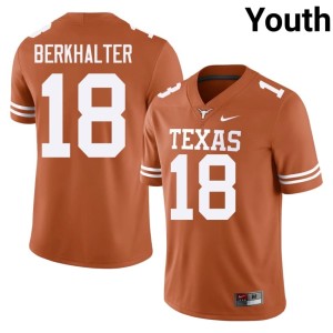 Sterling Berkhalter Youth UT Orange #18 College Football University Jersey 620755-245